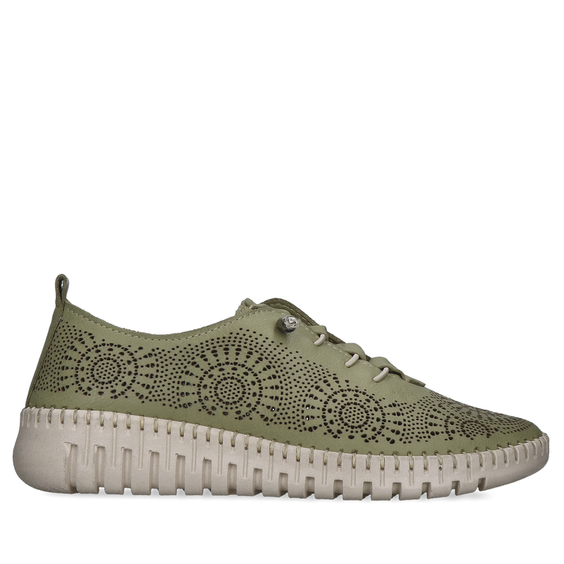 Lekkie, wygodne i skórzane półbuty damskie na co dzień, elastyczne gumki zamiast sznurowadeł