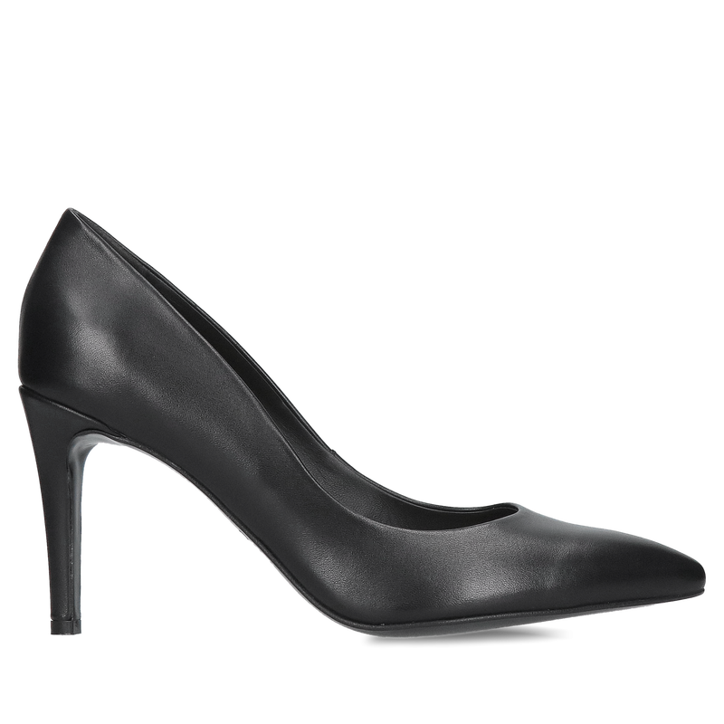 Wygodne i eleganckie szpilki damskie z czarnej licowej skóry naturalnej