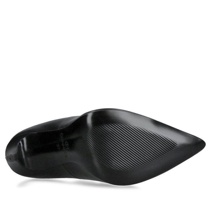 Wysokie szpilki damskie premium ze skóry czarnej licowej, klasyczne i eleganckie damskie czółenka