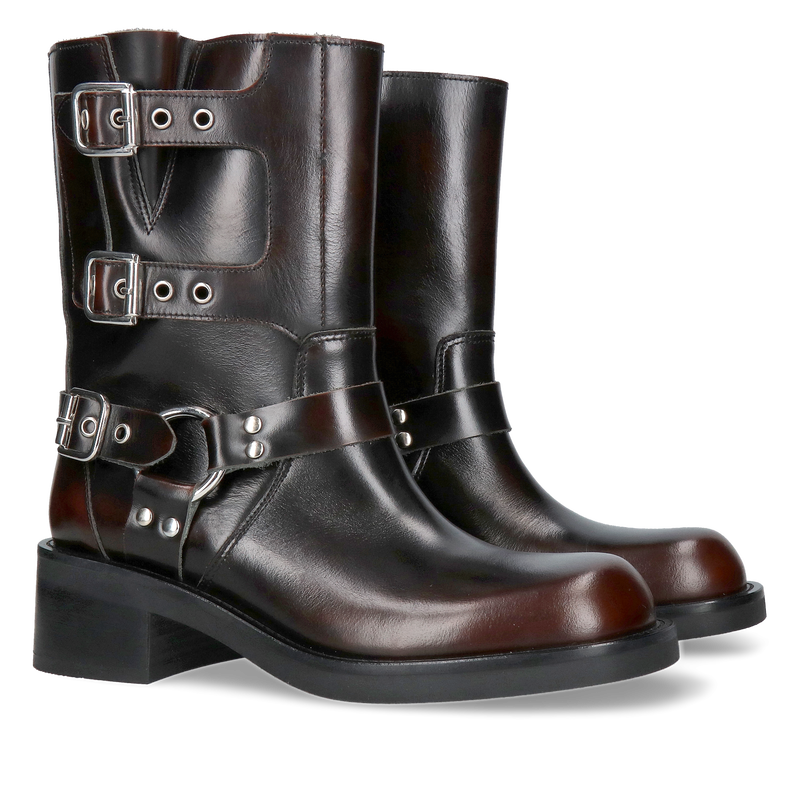 Modne botki damskie z klamrami i kwadratowym przodem, nieocieplane botki damskie