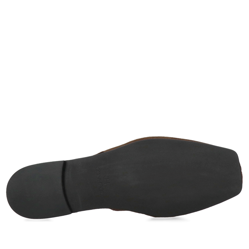 Baleriny damskie bez pięty ze skóry zamszowej i kwadratowym przodem, obuwie damskie slingback