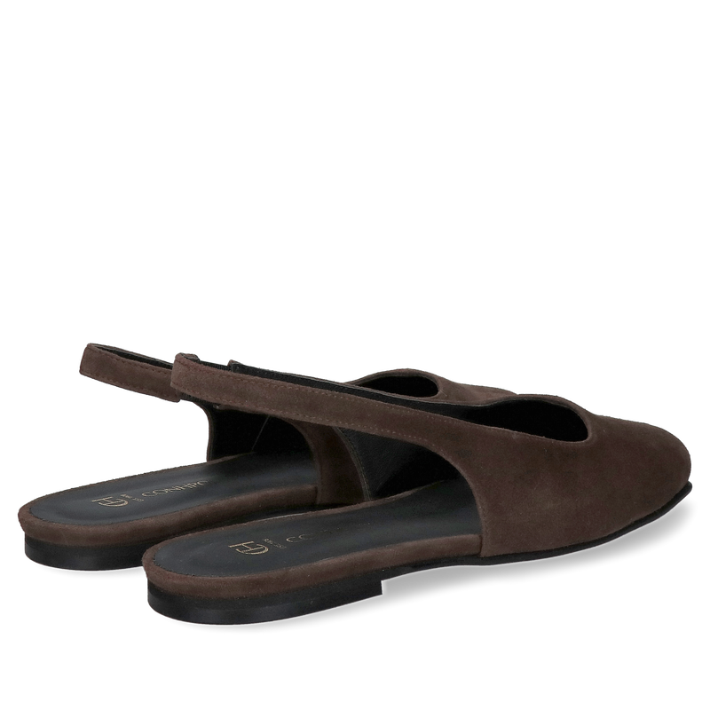 Baleriny damskie bez pięty ze skóry zamszowej i kwadratowym przodem, obuwie damskie slingback