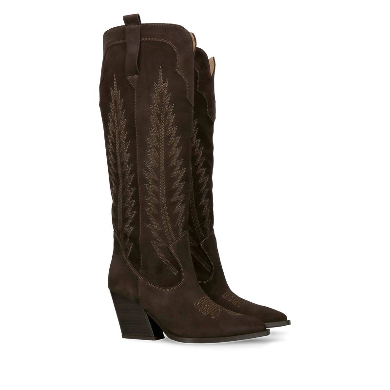 Wysokie damskie kowbojki ze skóry zamszowej, oryginalne kowboje damskie