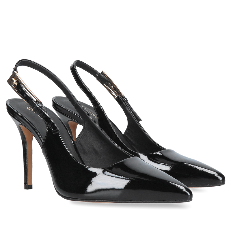 Wysokie lakierowane szpilki damskie bez pięty, wyjątkowe czółenka damskie premium