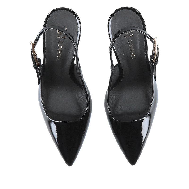 Wysokie lakierowane szpilki damskie bez pięty, wyjątkowe czółenka damskie premium