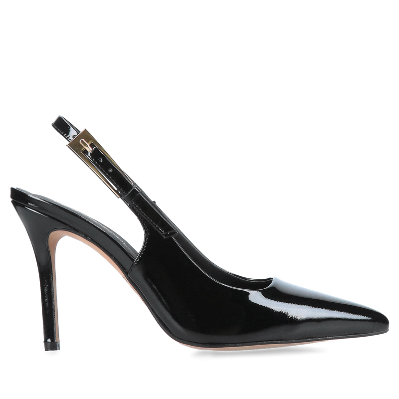 Wysokie lakierowane szpilki damskie bez pięty, wyjątkowe czółenka damskie premium