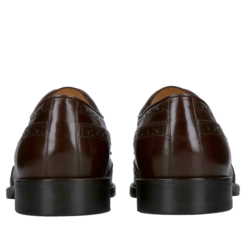Brązowe eleganckie szkoty męskie premium, ciemno brązowe brogsy męskie od polskiego producenta