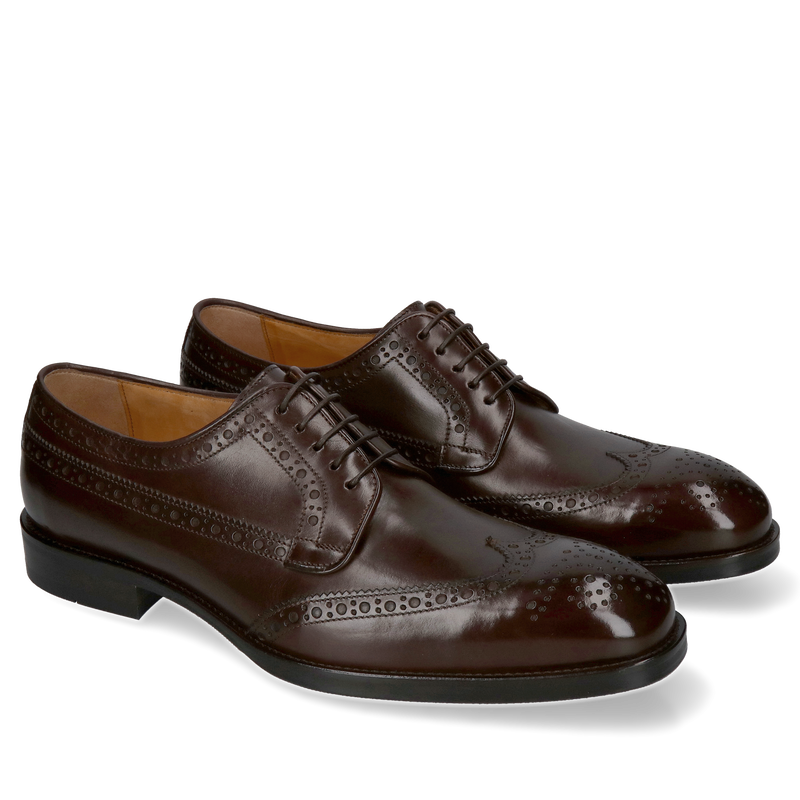 Brązowe eleganckie szkoty męskie premium, ciemno brązowe brogsy męskie od polskiego producenta
