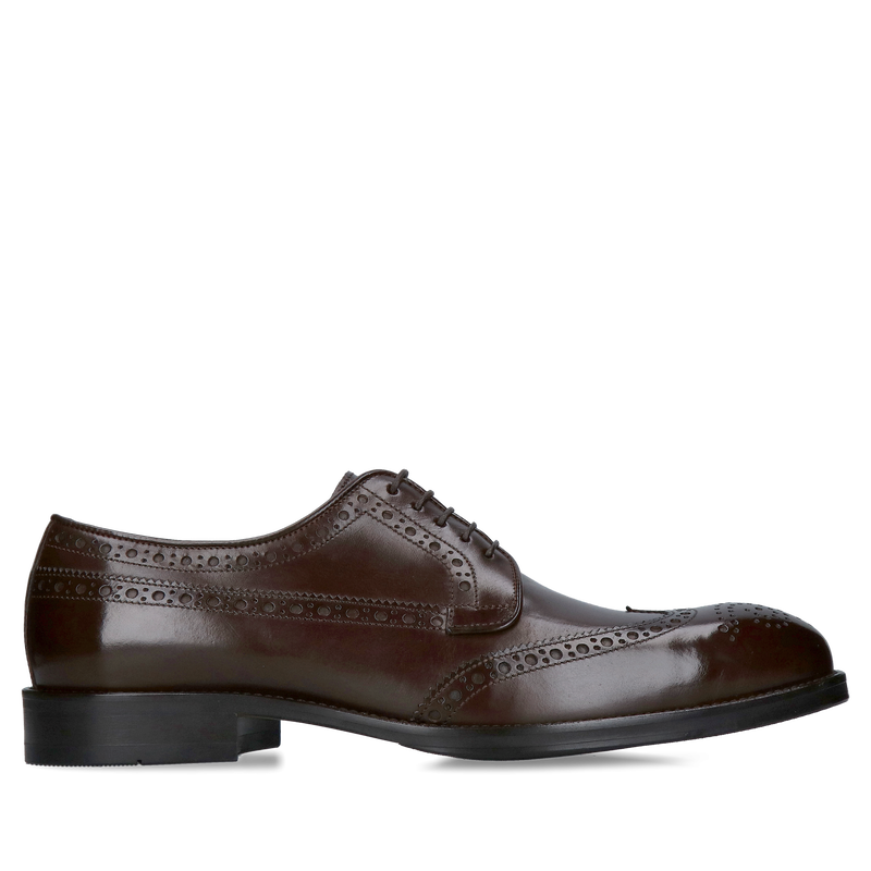 Brązowe eleganckie szkoty męskie premium, ciemno brązowe brogsy męskie od polskiego producenta