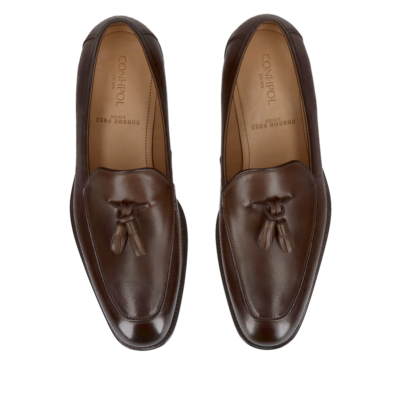 Buty męskie premium, stylowe męskie loafersy z ciemnego brązu