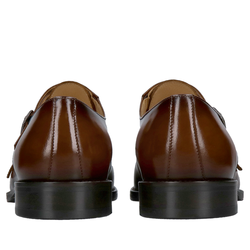 Eleganckie męskie monki brązowe od Conhpol, obuwie monk ze skóry bydlęcej premium