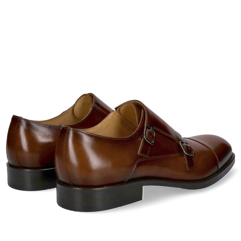 Eleganckie męskie monki brązowe od Conhpol, obuwie monk ze skóry bydlęcej premium