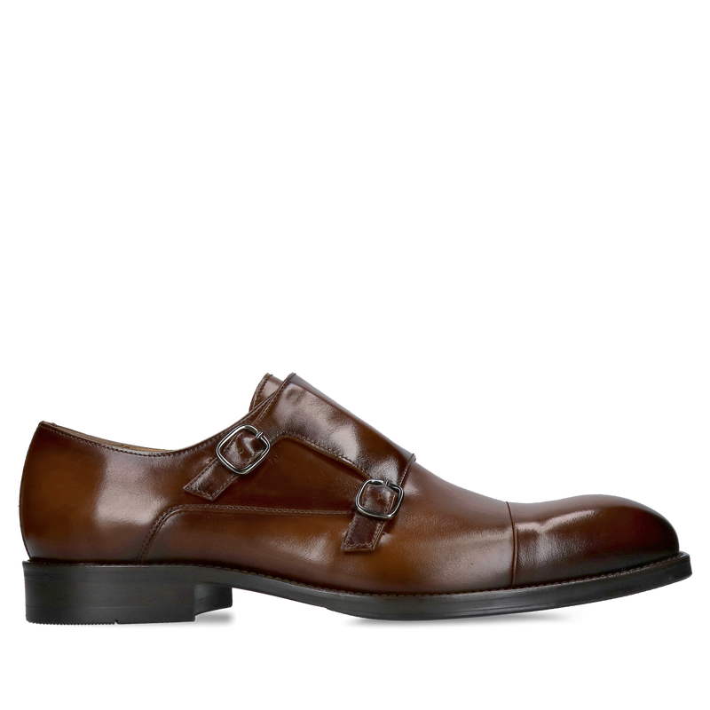 Eleganckie męskie monki brązowe od Conhpol, obuwie monk ze skóry bydlęcej premium