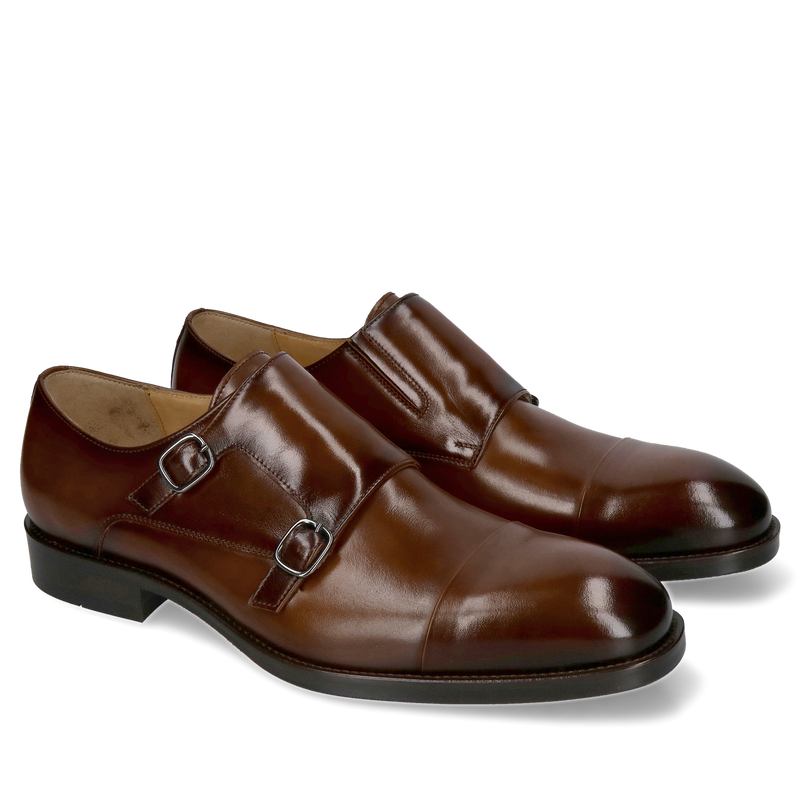 Eleganckie męskie monki brązowe od Conhpol, obuwie monk ze skóry bydlęcej premium