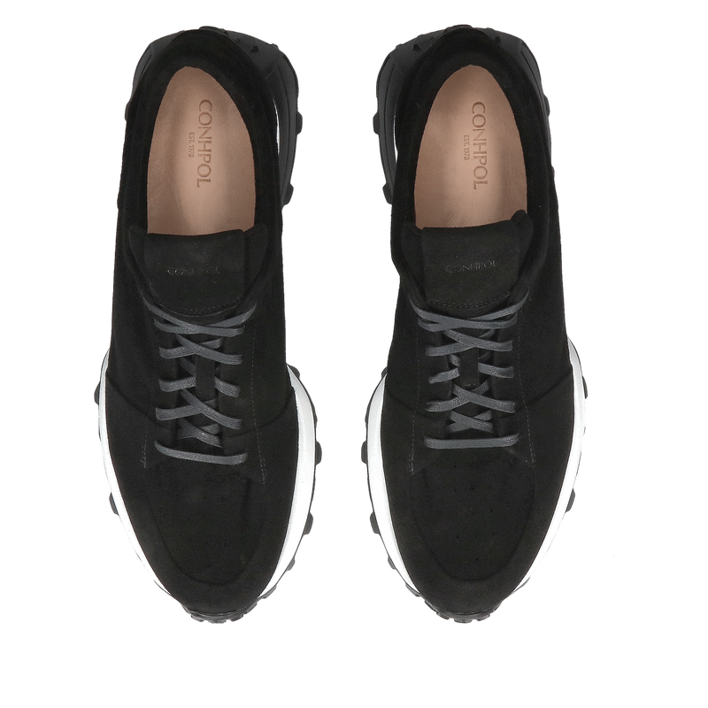 Męskie sneakersy z czarnego zamszu, wygodne buty męskie smart casual