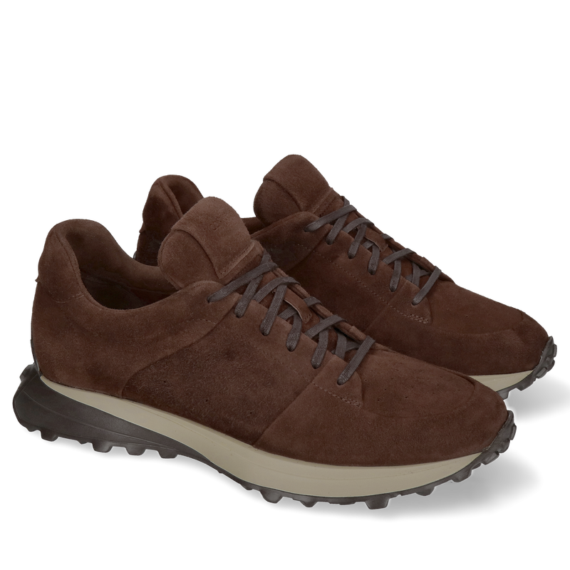 Sneakersy męskie sportowe smart casual z brązowego miękkiego weluru