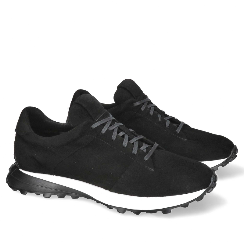 Męskie sneakersy z czarnego zamszu, wygodne buty męskie smart casual