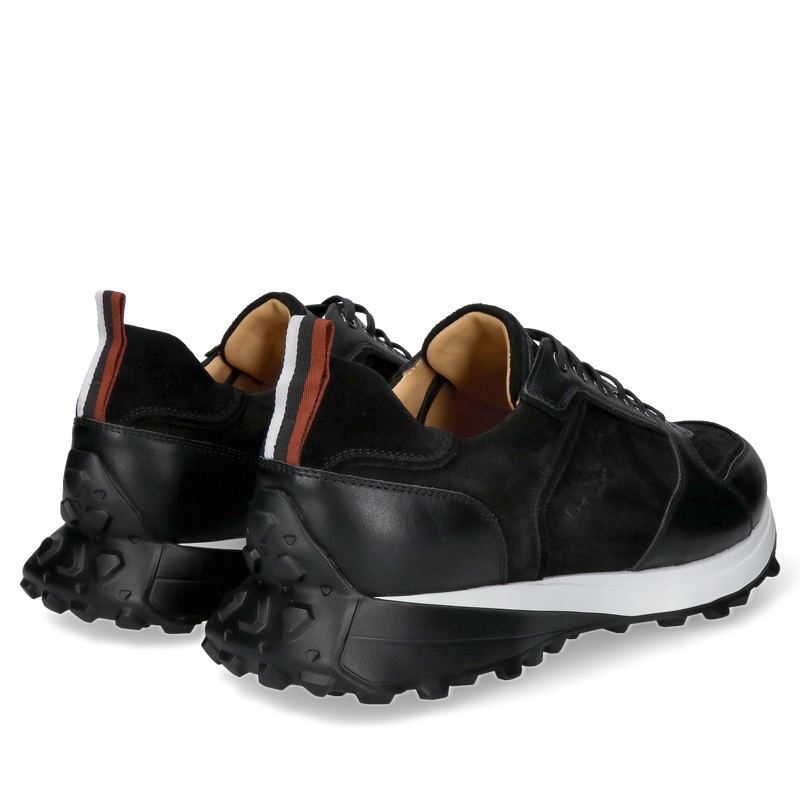 Męskie sneakersy z czarnego zamszu połączone skórą licową, wygodne buty męskie smart casual