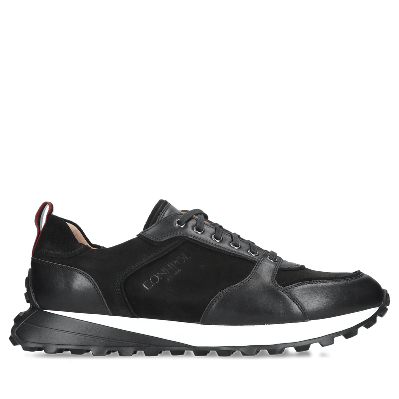 Męskie sneakersy z czarnego zamszu połączone skórą licową, wygodne buty męskie smart casual