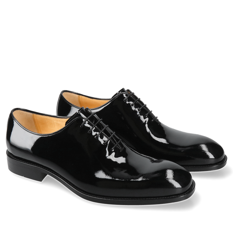 Eleganckie męskie lakierki oxford na skórzanej podeszwie premium, wizytowe męskie buty lakierowane