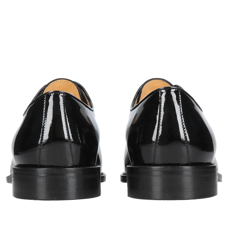 Eleganckie męskie lakierki oxford na skórzanej podeszwie premium, wizytowe męskie buty lakierowane