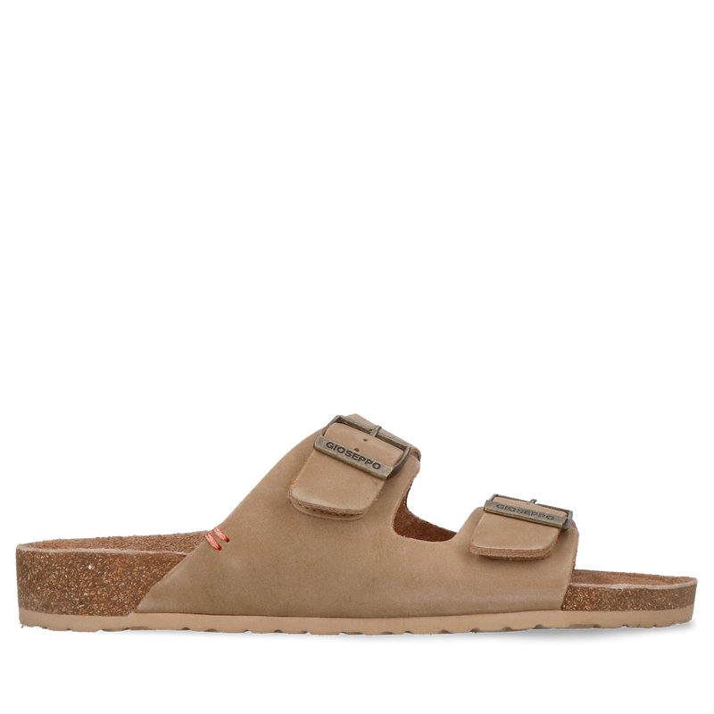 Brązowe męskie klapki skórzane, wygodne męskie klapki z dwoma paskami