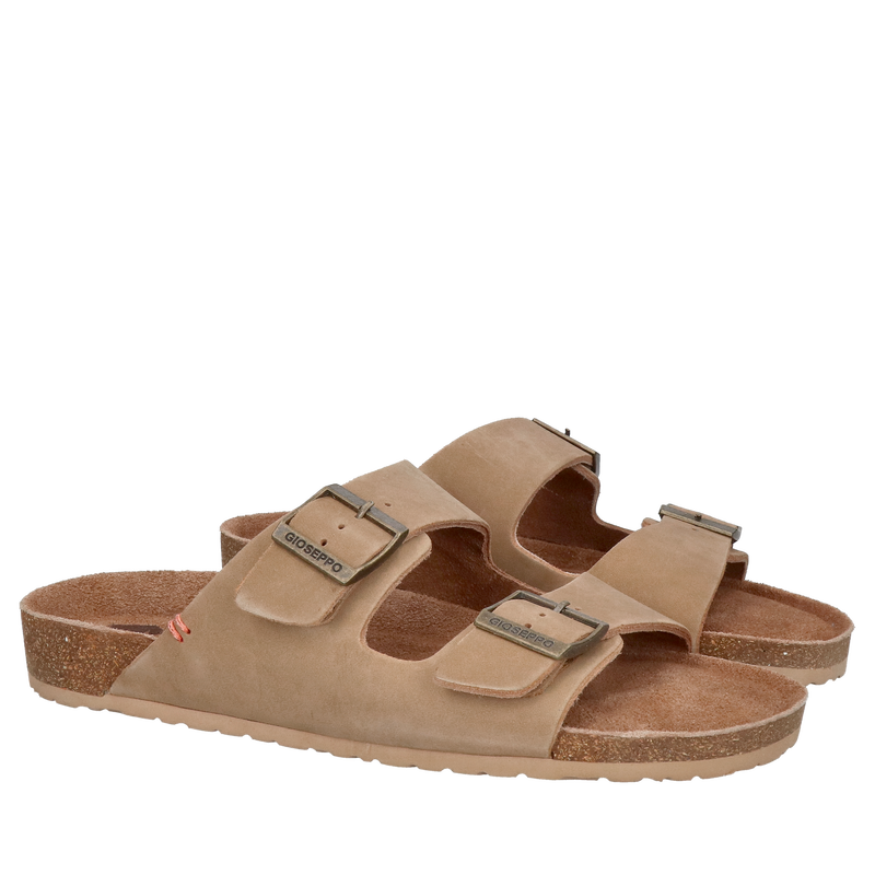 Brązowe męskie klapki skórzane, wygodne męskie klapki z dwoma paskami