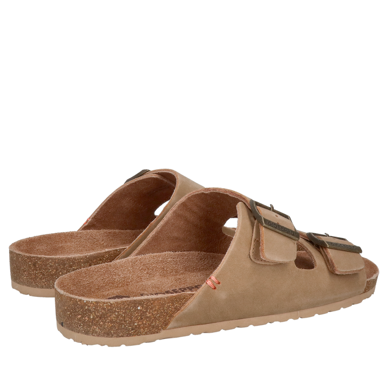 Brązowe męskie klapki skórzane, wygodne męskie klapki z dwoma paskami