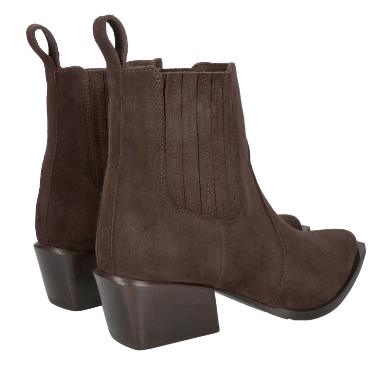 Oryginalne kowbojki damskie w kolorze czekoladowym, botki kowbojki brązowe z elastycznymi gumami po bokach