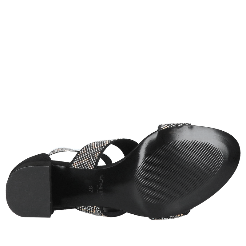 Sandałek na wygodnym szerokim klocku z elastycznymi ozdobnymi gumkami