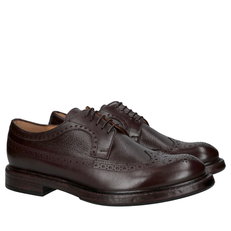 Bordowe półbuty męskie, brogsy męskie na grubej podeszwie