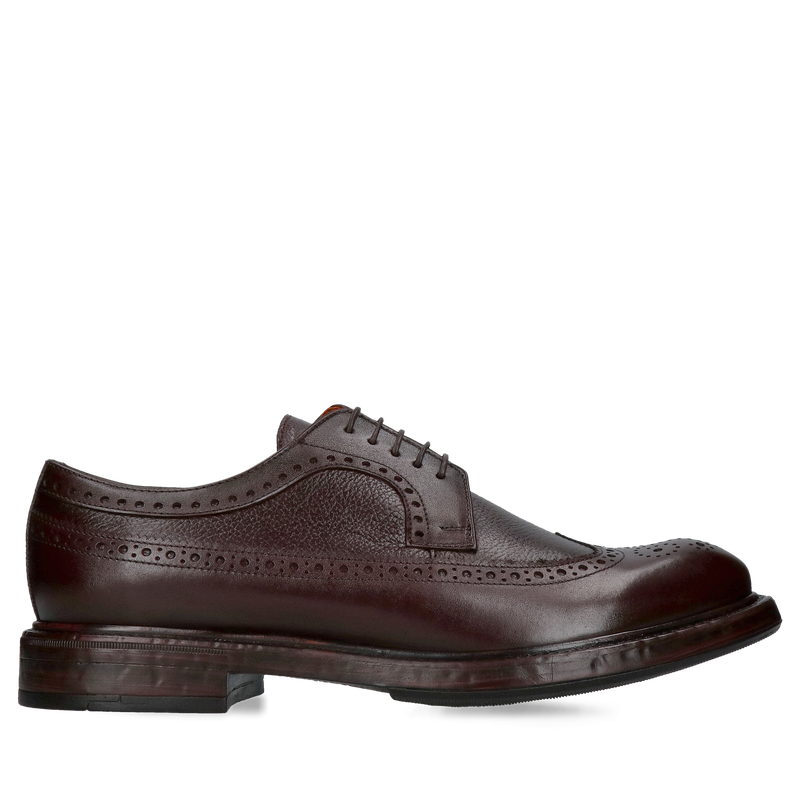 Bordowe półbuty męskie, brogsy męskie na grubej podeszwie