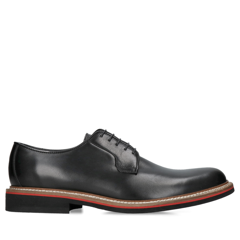 Oryginalne obuwie męskie od polskiego producenta conhpol, buty męskie z akcentem czerwonym