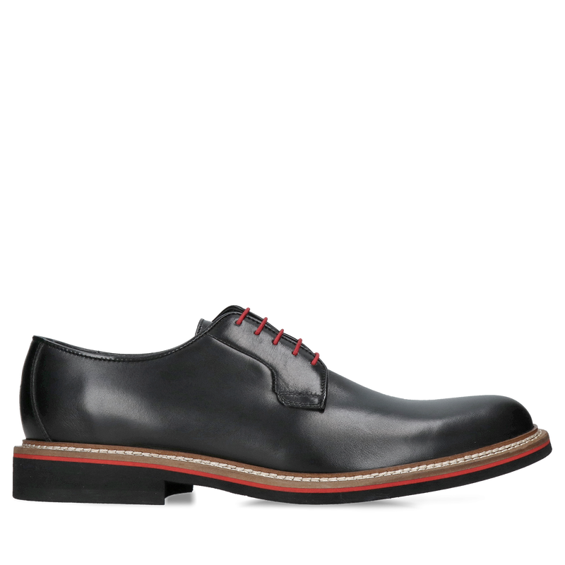 Oryginalne obuwie męskie od polskiego producenta conhpol, buty męskie z akcentem czerwonym