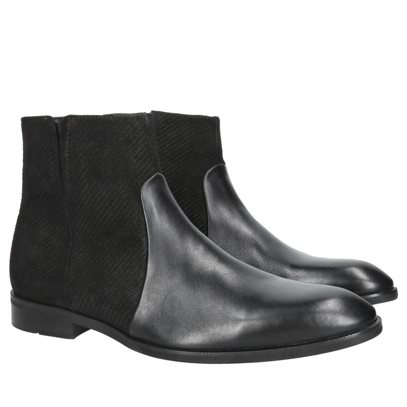 Eleganckie czarne męskie trzewiki do garnituru, nieoceplane wizytowe botki męskie