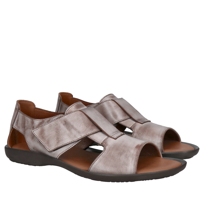 Lekkie jasnobrązowe sandały męskie na rzepę z miękką wkładką skórzaną