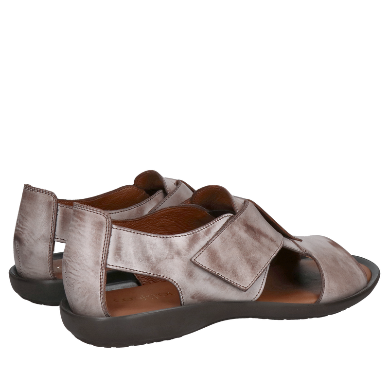 Lekkie jasnobrązowe sandały męskie na rzepę z miękką wkładką skórzaną