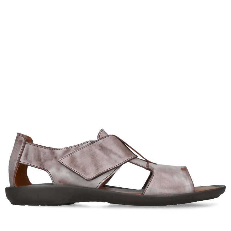 Lekkie jasnobrązowe sandały męskie na rzepę z miękką wkładką skórzaną