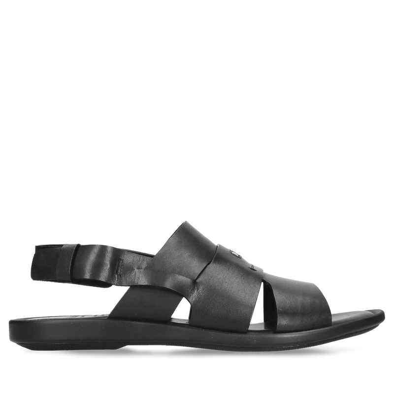 Czarne męskie sandały z regulowanym paskiem tylnim, lekkie i miękkie sandały męskie