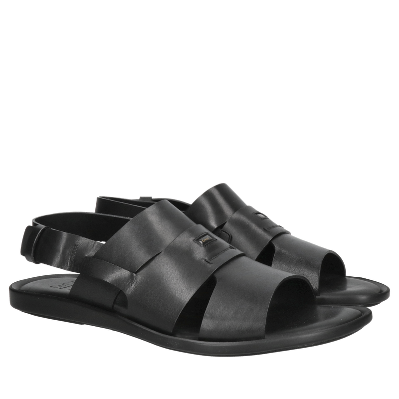 Czarne męskie sandały z regulowanym paskiem tylnim, lekkie i miękkie sandały męskie