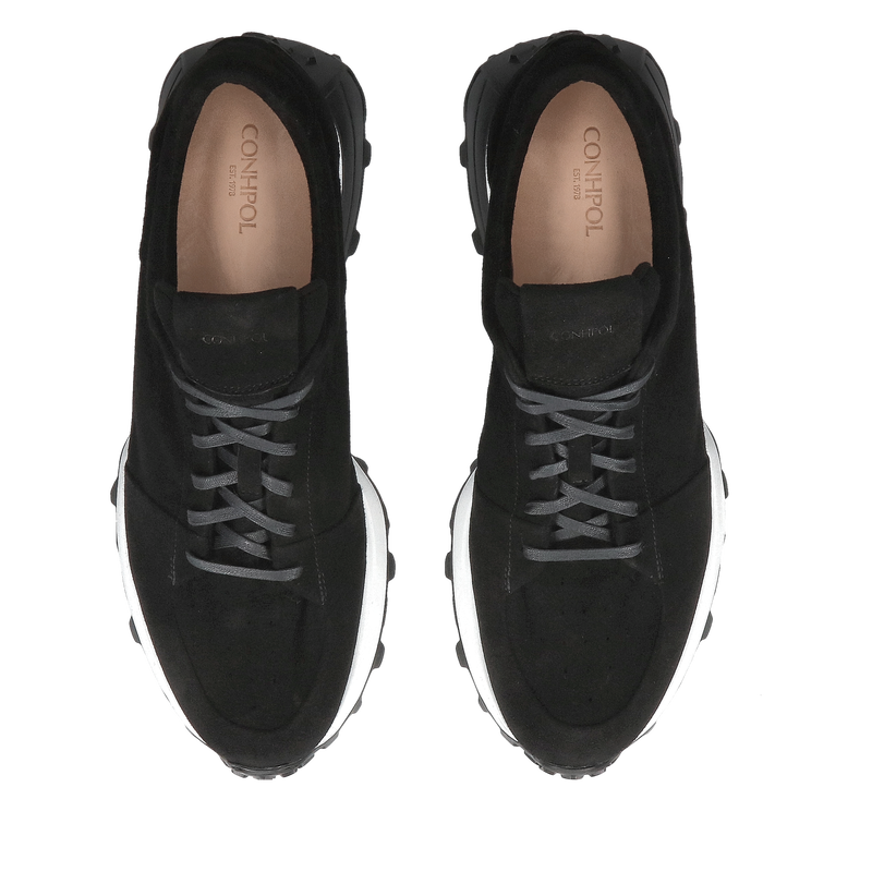 Męskie sneakersy z czarnego zamszu, wygodne buty męskie smart casual