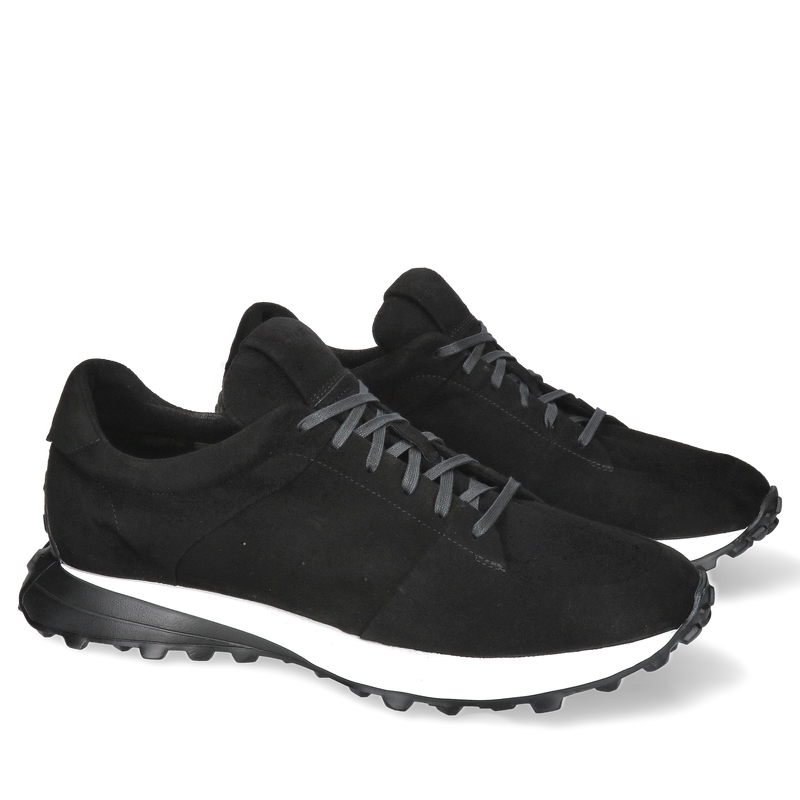 Męskie sneakersy z czarnego zamszu, wygodne buty męskie smart casual