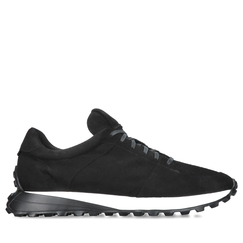 Męskie sneakersy z czarnego zamszu, wygodne buty męskie smart casual