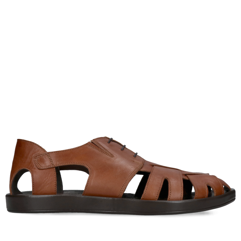 Skórzane sandały męskie, eleganckie męskie sandały brązowe