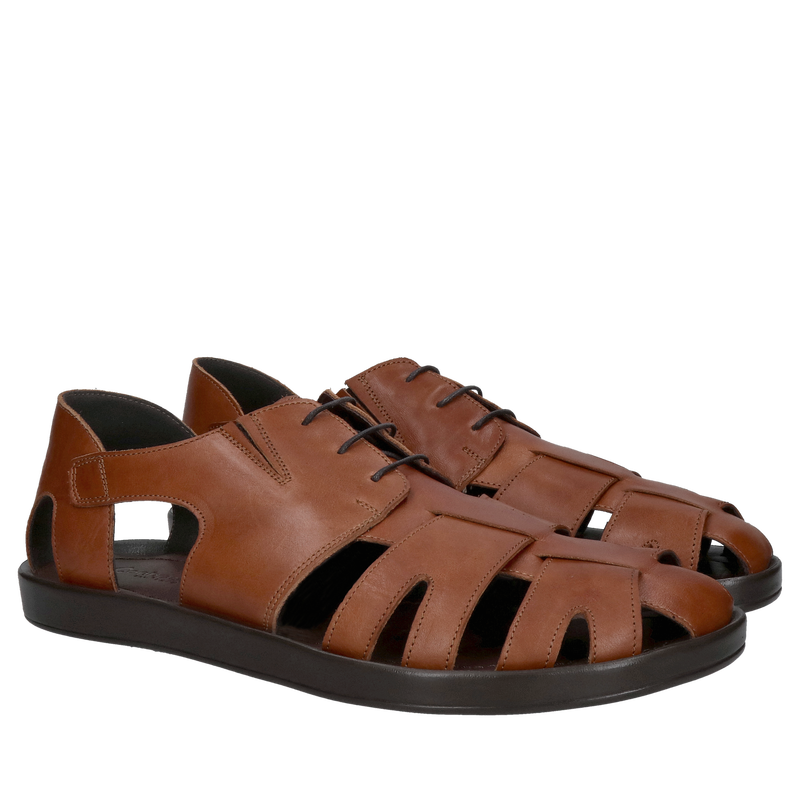 Skórzane sandały męskie, eleganckie męskie sandały brązowe