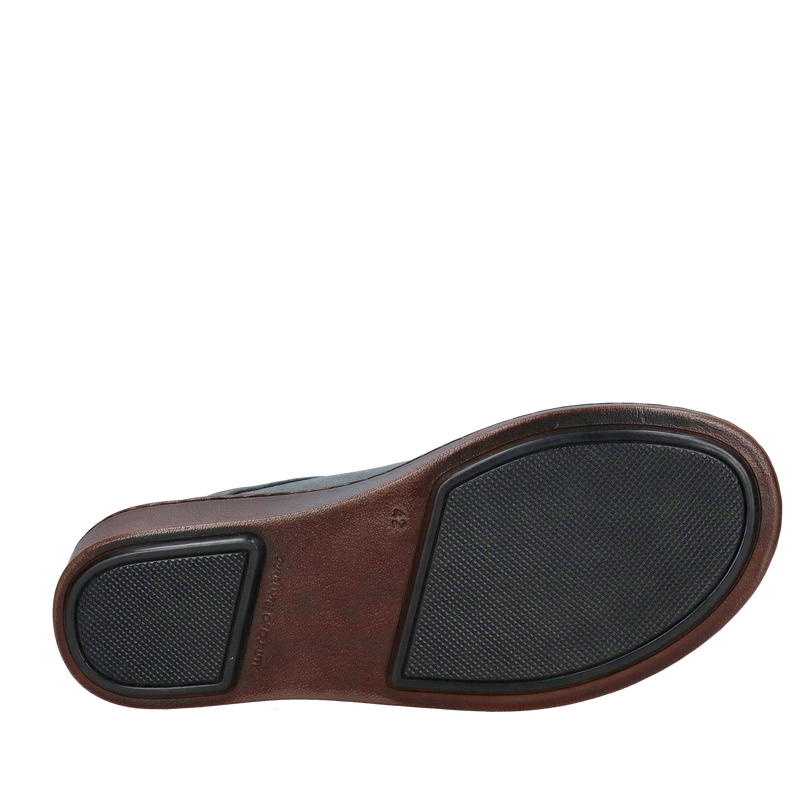 Klapki męskie skórzane z zakrytymi palcami i niskim klinie