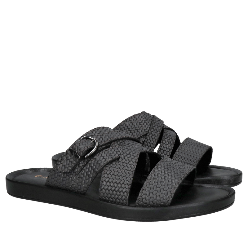 Skórzane klapki męskie na miękkiej wkładce ze skóry, eleganckie klapki męskie