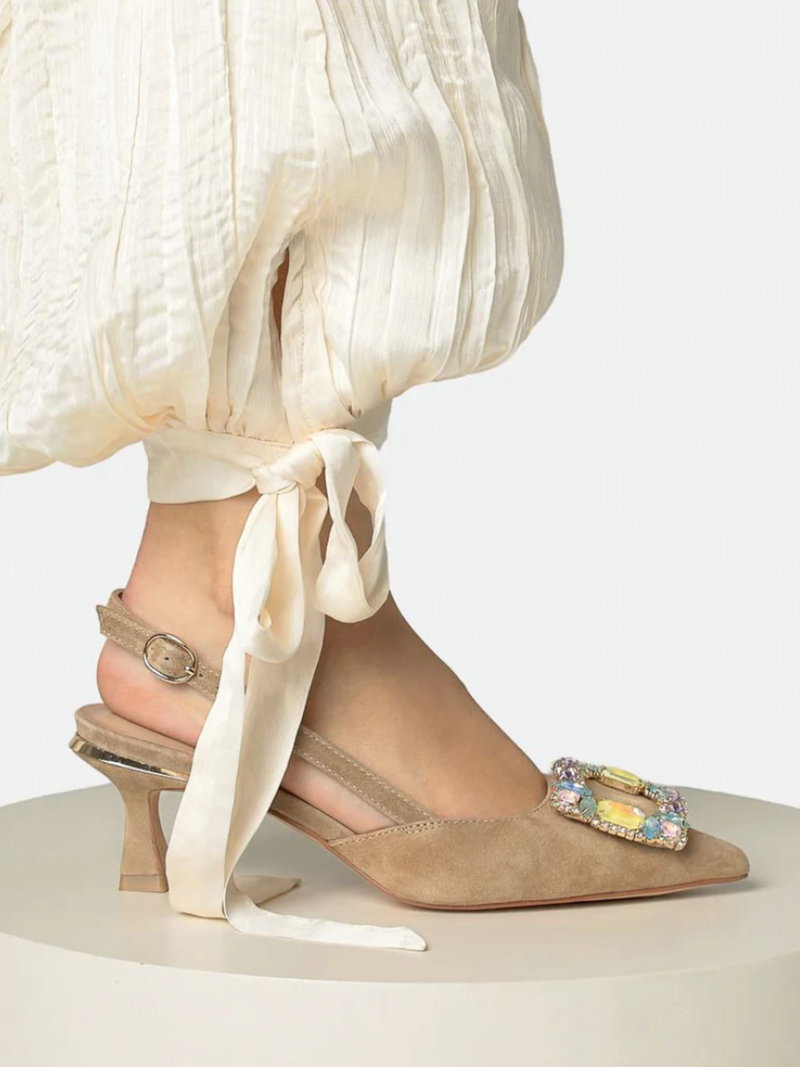 Niskie eleganckie czółenka ze skóry zamszowej, wygodne szpilki damskie do sukienki