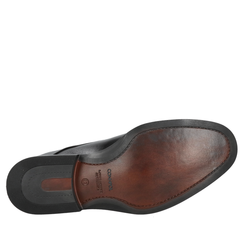 Czarne obuwie podwyższające eleganckie, skórzane buty podwyższające od polskiego producenta