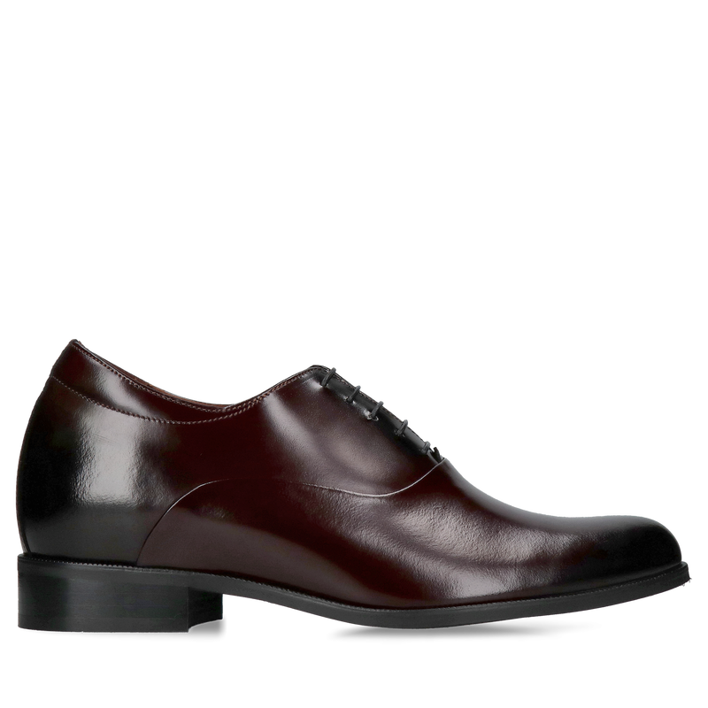Bordowe buty podwyższające, męskie oxfordy podwyższające +7cm